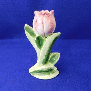 Vintage Pink Tulip Candlestick / Bud Vase by Mann